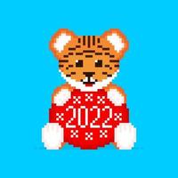 Happy new year of the tiger pixel art vector