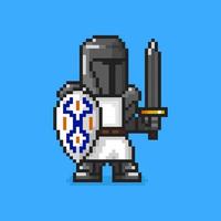 Knight character in pixel art style vector