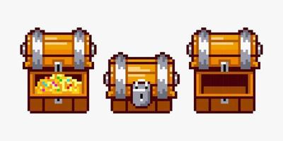 Treasure chest in pixel art style vector