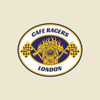 Café corredores de carreras de motos vintage logo insignia ilustración vectorial vector