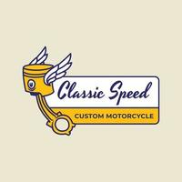 Vector de ilustración de insignia de logotipo de garaje de piezas de motocicleta vintage