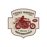 vector de ilustración de insignia de logotipo de garaje de motocicleta vintage de montar
