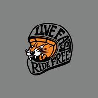 vector de ilustración de insignia de logotipo de garaje de motocicletas de casco de tigre vintage