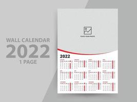 Wall Calendar 2022 Template vector