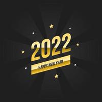 Tarjeta de felicitación de feliz año nuevo 2022 en color dorado y negro y dorado. vector