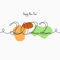 2022 year. Happy New Year. by drawing one line in continuous line drawing style vector illustration