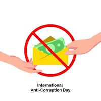 hand give and receive bribes, international anti corruption day concept illustration flat design vector eps10