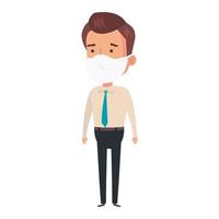 businessman using face mask isolated icon vector