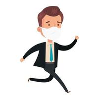 businessman running using face mask isolated icon vector