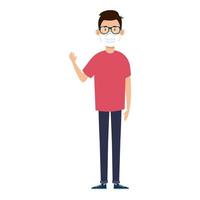 young man using face mask waving isolated icon vector