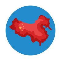 mapa de china con icono de bandera vector