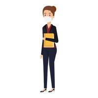 business woman using face mask with folder vector