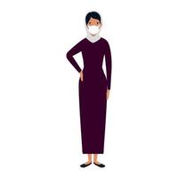 woman muslim using face mask isolated icon vector