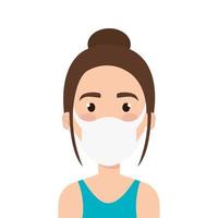 face of young woman using face mask vector