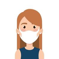 face of young woman using face mask vector