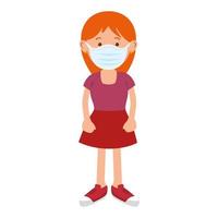 young woman with face mask isolated icon vector