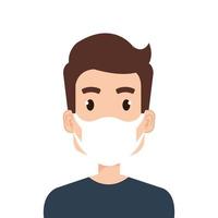 face of young man using face mask isolated icon vector