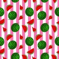 Vector watermelon background with black seeds. Seamless watermelons pattern. Vector background with watermelon slices. Vector seamless pattern of fruit watermelon