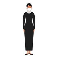 woman muslim using face mask isolated icon vector