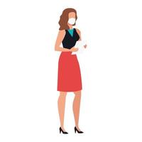 business woman using face mask isolated icon vector