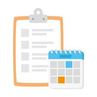 Portapapeles con documento en papel y calendario. vector