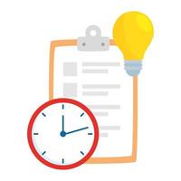 clipboard with clock and light bulb vector