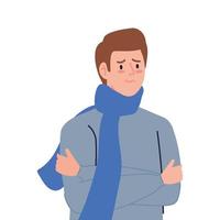 man with scarf sick of covid 19 vector