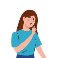 woman with cough sick of covid 19 vector