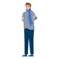 man with scarf sick of covid 19 vector