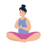 woman in lotus position isolated icon vector