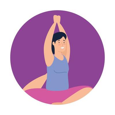 woman practicing yoga in frame circular