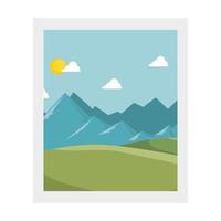 square frame with landscape decoration isolated icon vector