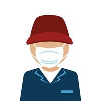 man using face mask isolated icon vector