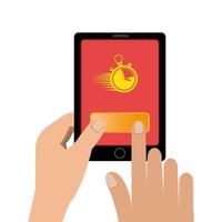 hand using smartphone with app delivery vector