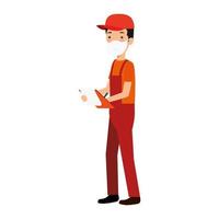 delivery worker using face mask with checklist vector