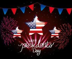 happy presidents day with stars and garlands hanging vector