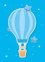 balloon travel hot with stars in blue background vector