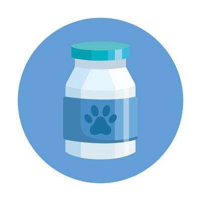 bottle dog medicine in frame circular isolated icon