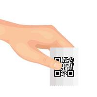 hand and voucher with code qr vector