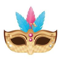 elegant mask with feathers isolated icon vector