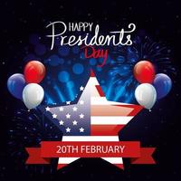 happy presidents day with balloons helium and star vector