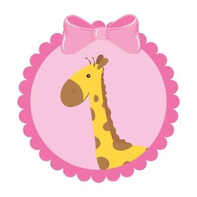 cute giraffe animal in lace frame isolated icon