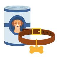 food for dog in can with collar isolated icon vector