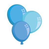 set balloons helium decoration isolated icons vector