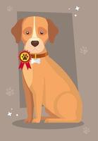 cute dog animal and stamp with paw print vector