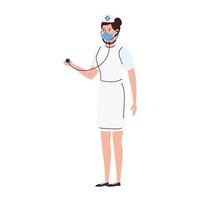 nurse with face mask isolated icon vector