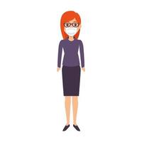 business woman with face mask isolated icon vector