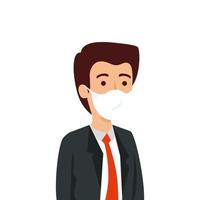 businessman with face mask isolated icon vector