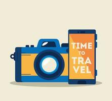 smartphone with app travel and camera vector