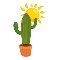 Isolated cactus plant and sun vector design